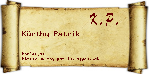 Kürthy Patrik névjegykártya
