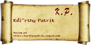 Kürthy Patrik névjegykártya